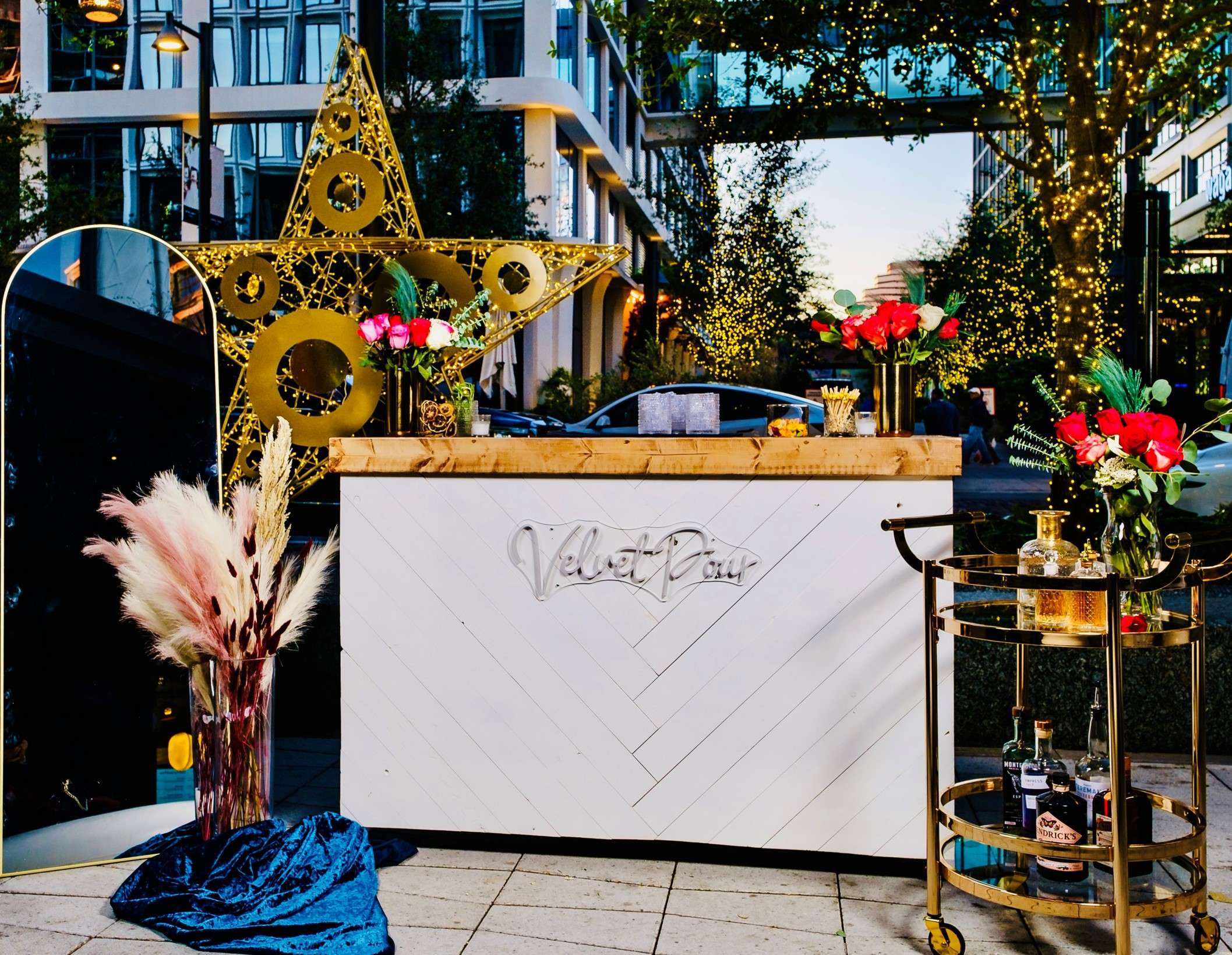 Velvet Pour luxury mobile bar setup for cocktail and mocktail catering in Tampa Bay